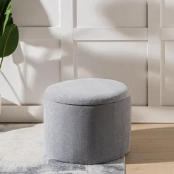 KSP Mia 'Oversized' Collapsible Chenille Ottoman (Grey)