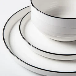 KSP Modo Porcelain Dinnerware - Set of 12 (White/Black)