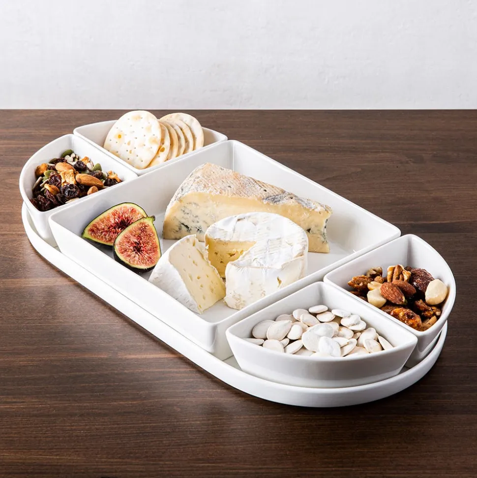 KSP Modular 'Oval' Porcelain Entertainment Pack - Set of 6 (White)