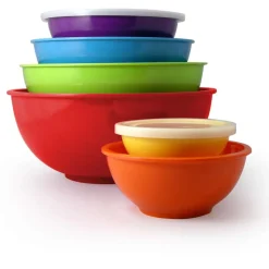 KSP Multi Melamine Mixing Bowl with Lids - Set of 6 (Multi Brights)