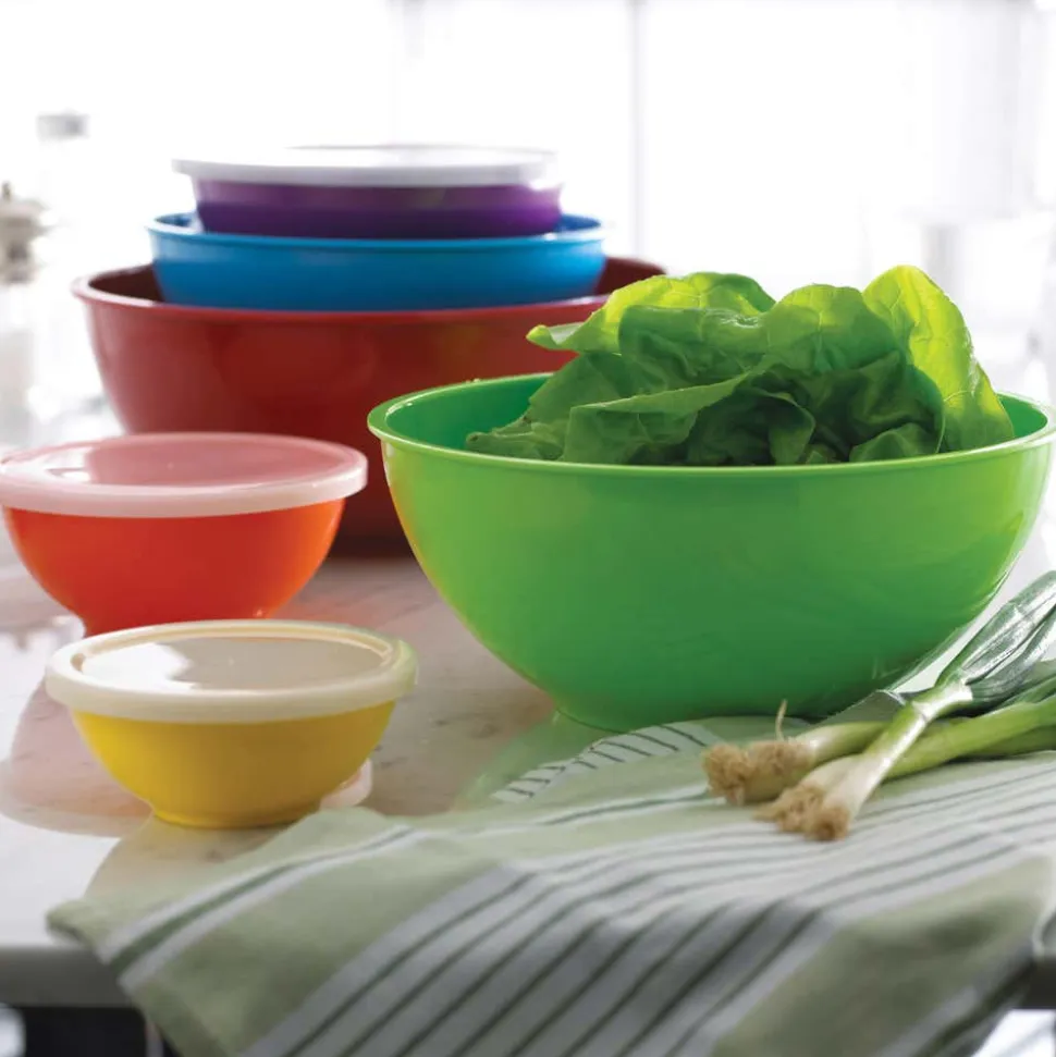 KSP Multi Melamine Mixing Bowl with Lids - Set of 6 (Multi Brights)