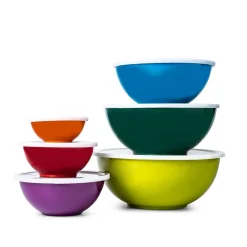 KSP Multi Melamine Mixing Bowl with Lids - Set of 6 (Multi Dark Tones)