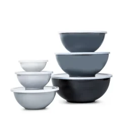 KSP Multi Melamine Mixing Bowl with Lids - Set of 6 (Multi Grey)