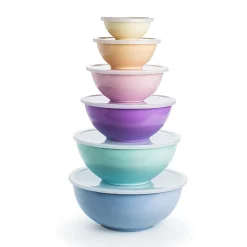 KSP Multi Melamine Mixing Bowl with Lids - Set of 6 (Multi Pastel)