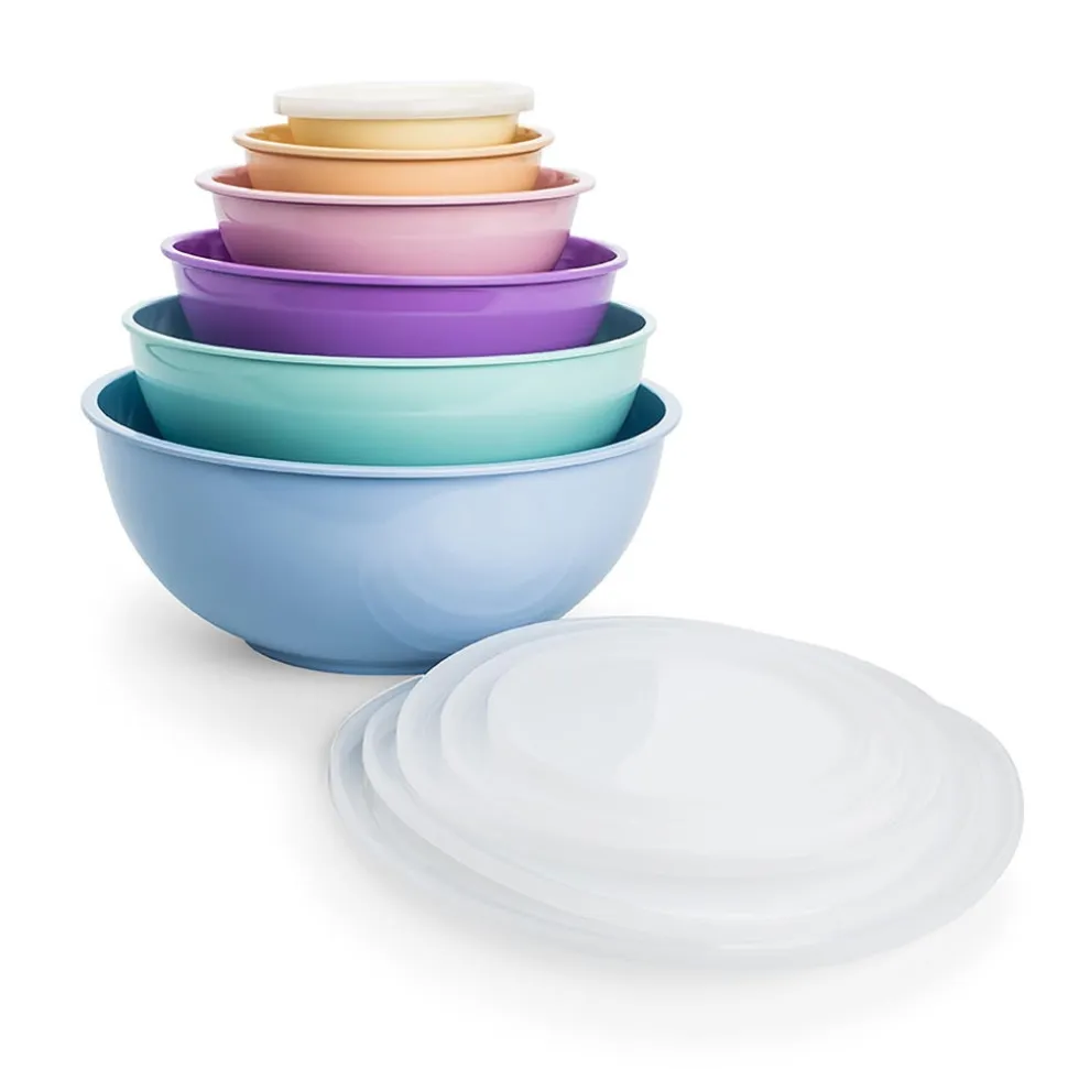 KSP Multi Melamine Mixing Bowl with Lids - Set of 6 (Multi Pastel)