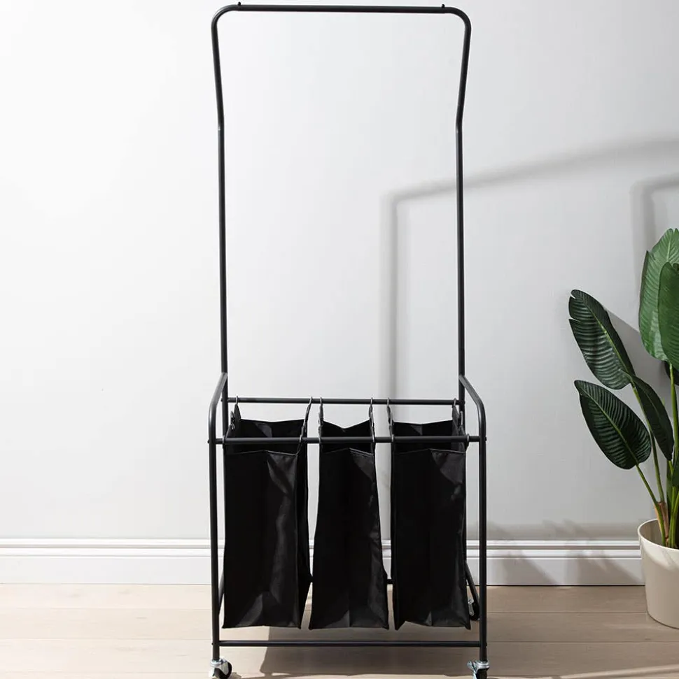 KSP Noir Garment Rack with 3 Laundry Bags (Black)