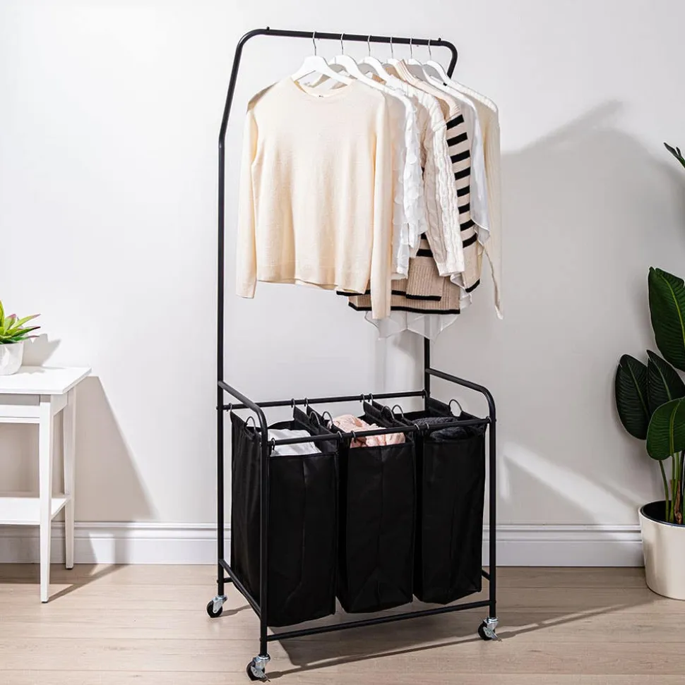 KSP Noir Garment Rack with 3 Laundry Bags (Black)