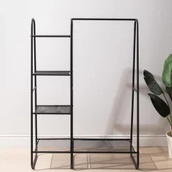 KSP Noir Garment Rack with Shelves (Black)