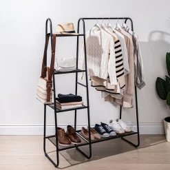 KSP Noir Garment Rack with Shelves (Black)