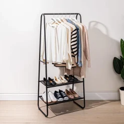 KSP Noir Garment Rack with 2 Shelves (Black)