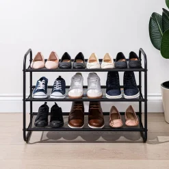 KSP Noir 3-Tier Shoe Rack 76 x 30 x 55cm (Black)