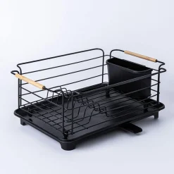 KSP Nova Dish Rack with Bamboo Handles (Black/Natural)