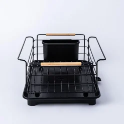 KSP Nova Dish Rack with Bamboo Handles (Black/Natural)