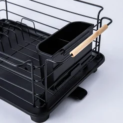 KSP Nova Dish Rack with Bamboo Handles (Black/Natural)