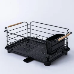KSP Nova Dish Rack with Bamboo Handles (Black/Natural)