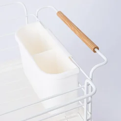 KSP Nova Dish Rack with Bamboo Handles (White/Natural)