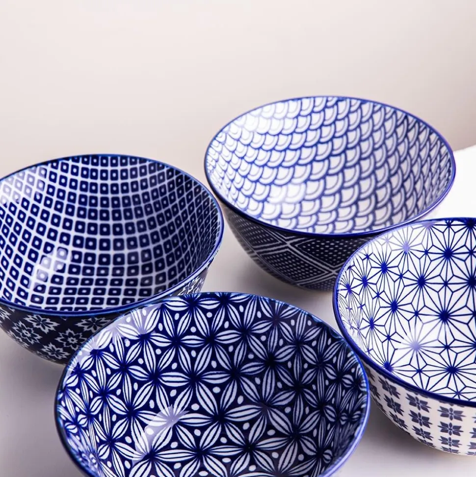 KSP Oishi 'Assorted' Stoneware Bowl - Set of 4 (Navy)