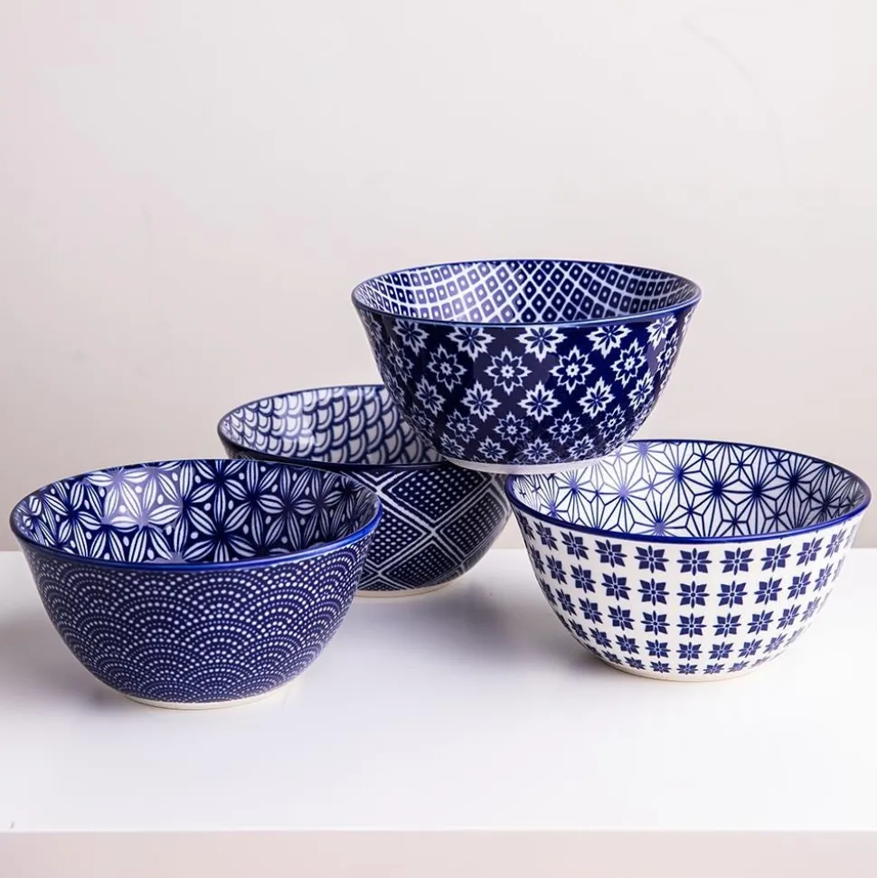 KSP Oishi 'Assorted' Stoneware Bowl - Set of 4 (Navy)