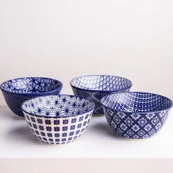 KSP Oishi 'Assorted' Stoneware Bowl - Set of 4 (Navy)