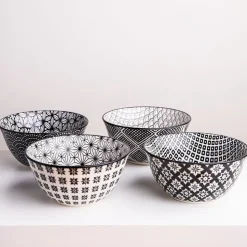 KSP Oishi 'Assorted' Stoneware Bowl - Set of 4 (Black)