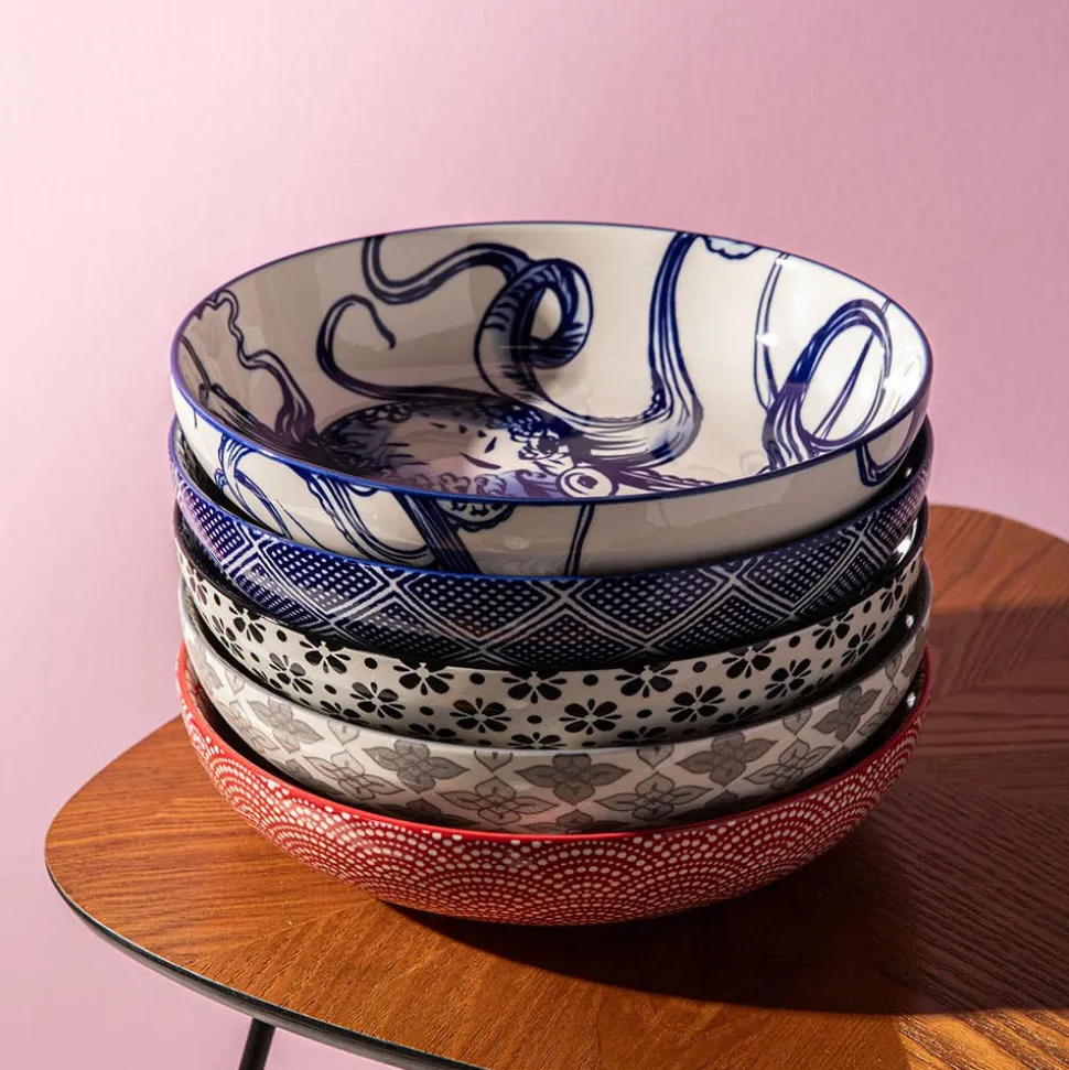 KSP Oishi 'Flower Burst' Stoneware Low Bowl (Black)