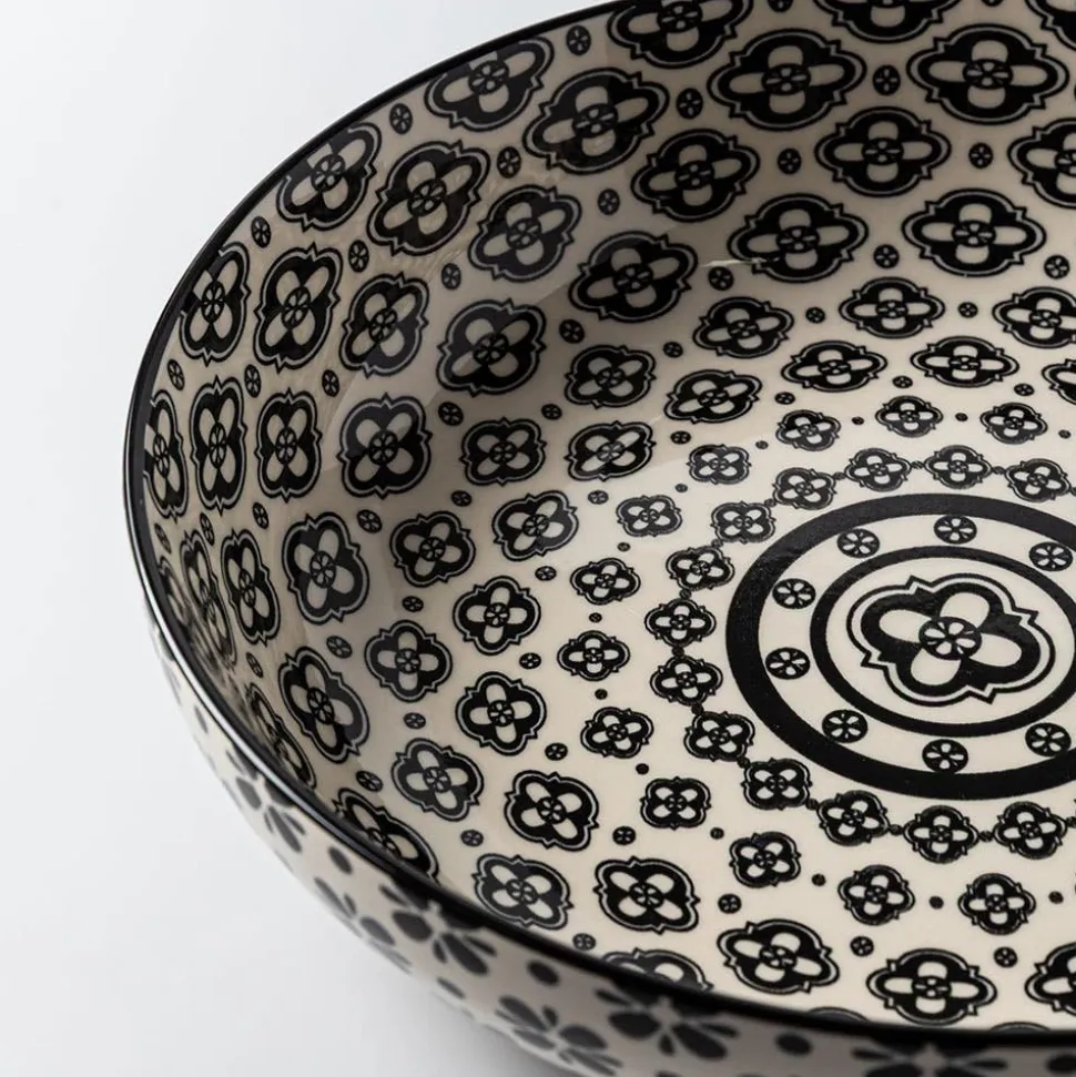 KSP Oishi 'Flower Burst' Stoneware Low Bowl (Black)