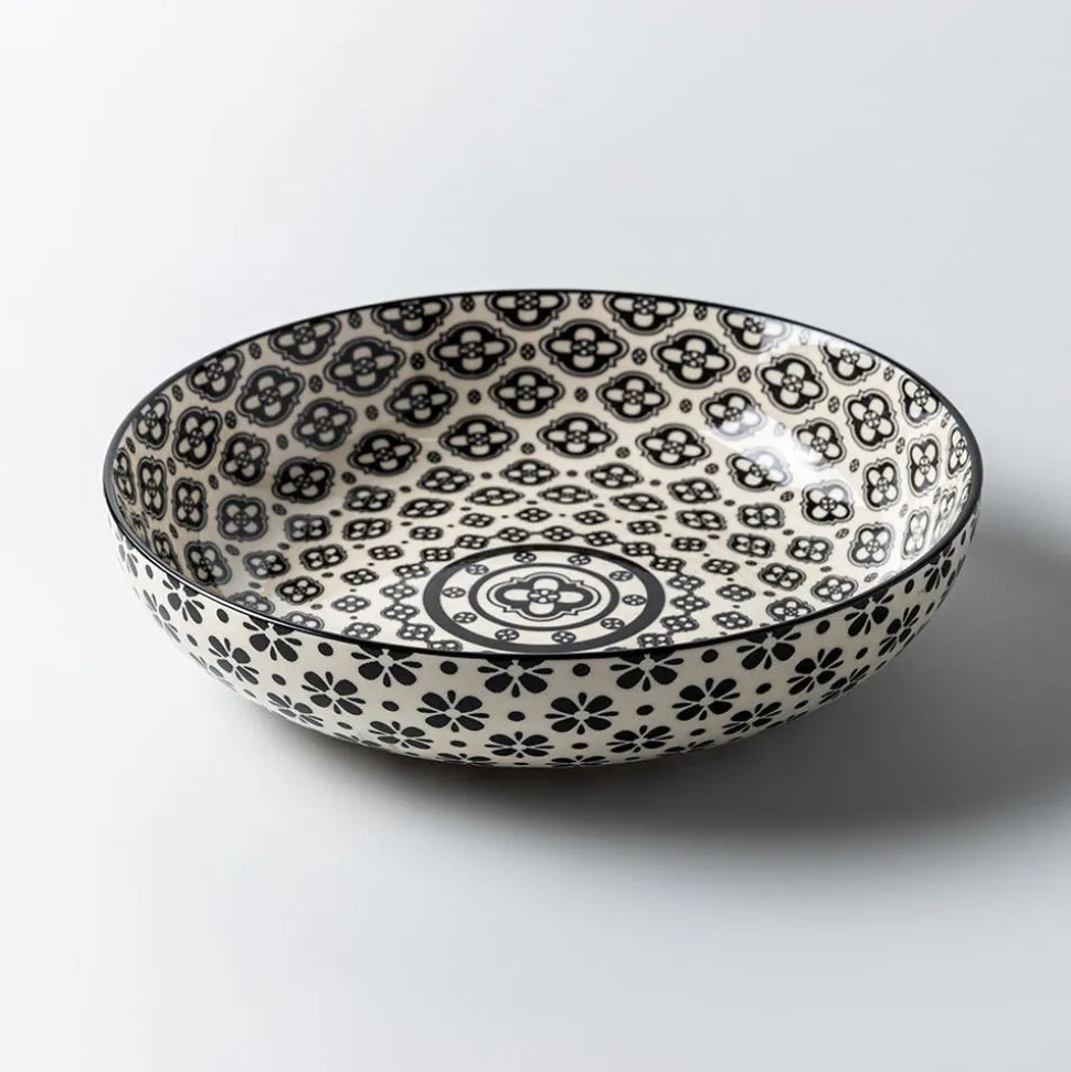 KSP Oishi 'Flower Burst' Stoneware Low Bowl (Black)