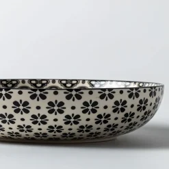 KSP Oishi 'Flower Burst' Stoneware Low Bowl (Black)