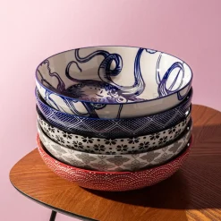 KSP Oishi 'Sakura' Stoneware Low Bowl (Red)