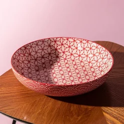 KSP Oishi 'Sakura' Stoneware Low Bowl (Red)