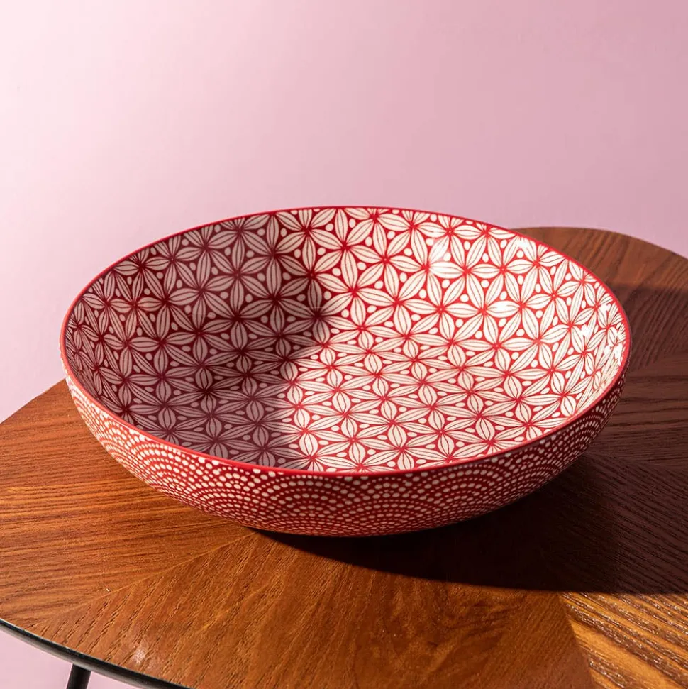 KSP Oishi 'Sakura' Stoneware Low Bowl (Red)