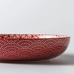 KSP Oishi 'Sakura' Stoneware Low Bowl (Red)