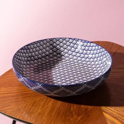 KSP Oishi 'Waves' Stoneware Low Bowl (Navy)