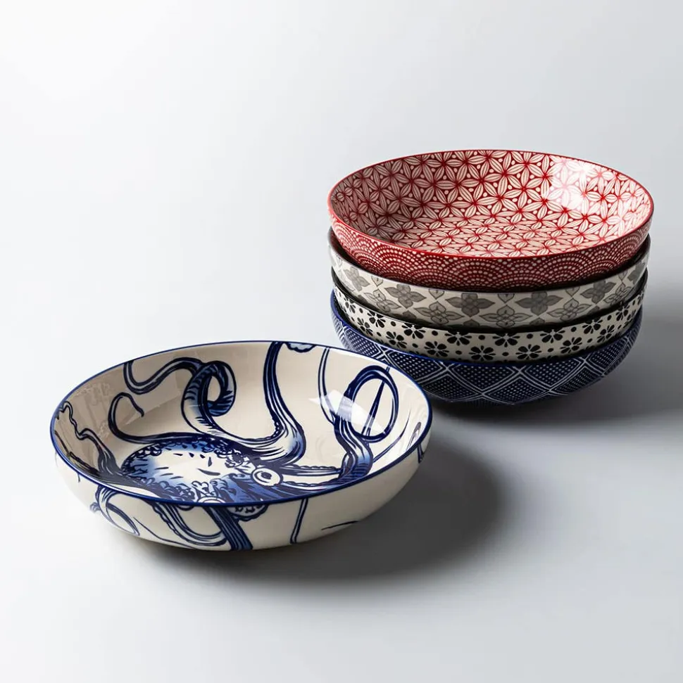 KSP Oishi 'Waves' Stoneware Low Bowl (Navy)