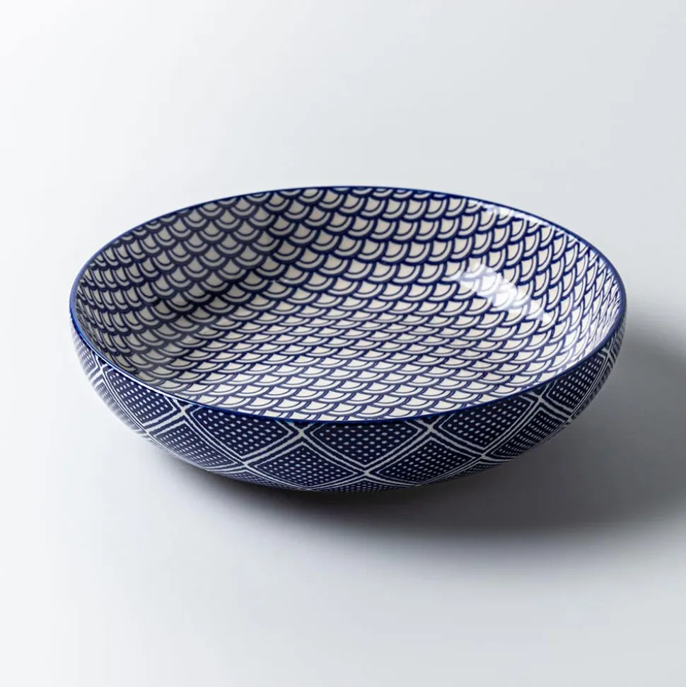 KSP Oishi 'Waves' Stoneware Low Bowl (Navy)
