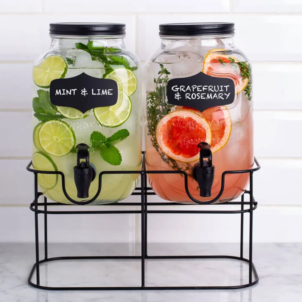 KSP Oldtyme 'Chalkboard' Beverage Dispenser Stand - Set of 2