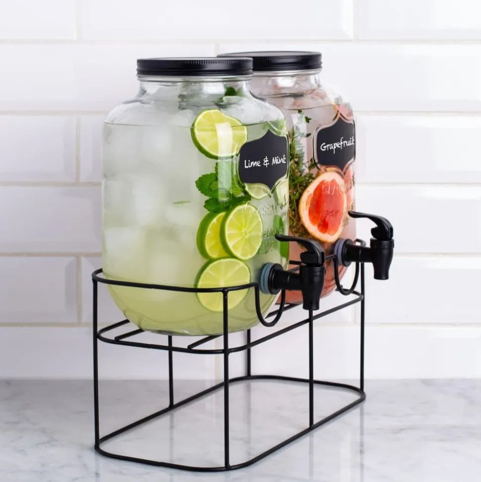 KSP Oldtyme 'Chalkboard' Beverage Dispenser Stand - Set of 2