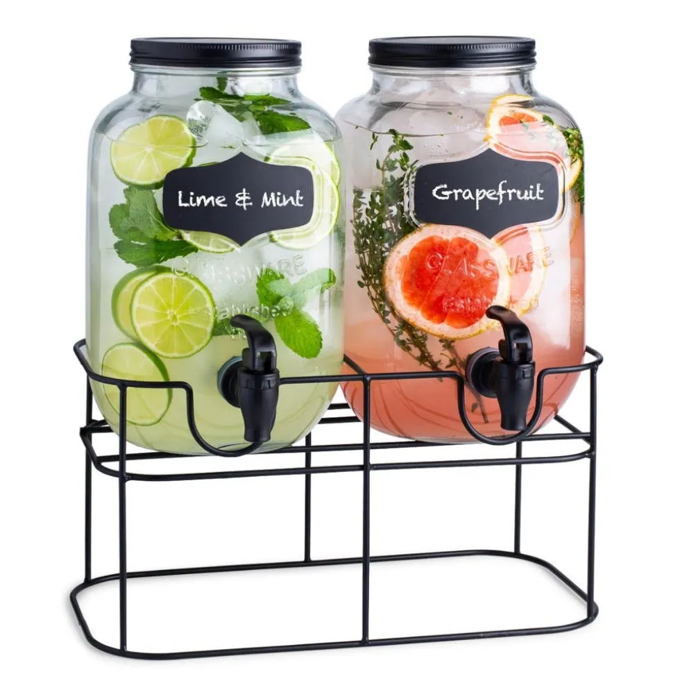 KSP Oldtyme 'Chalkboard' Beverage Dispenser Stand - Set of 2