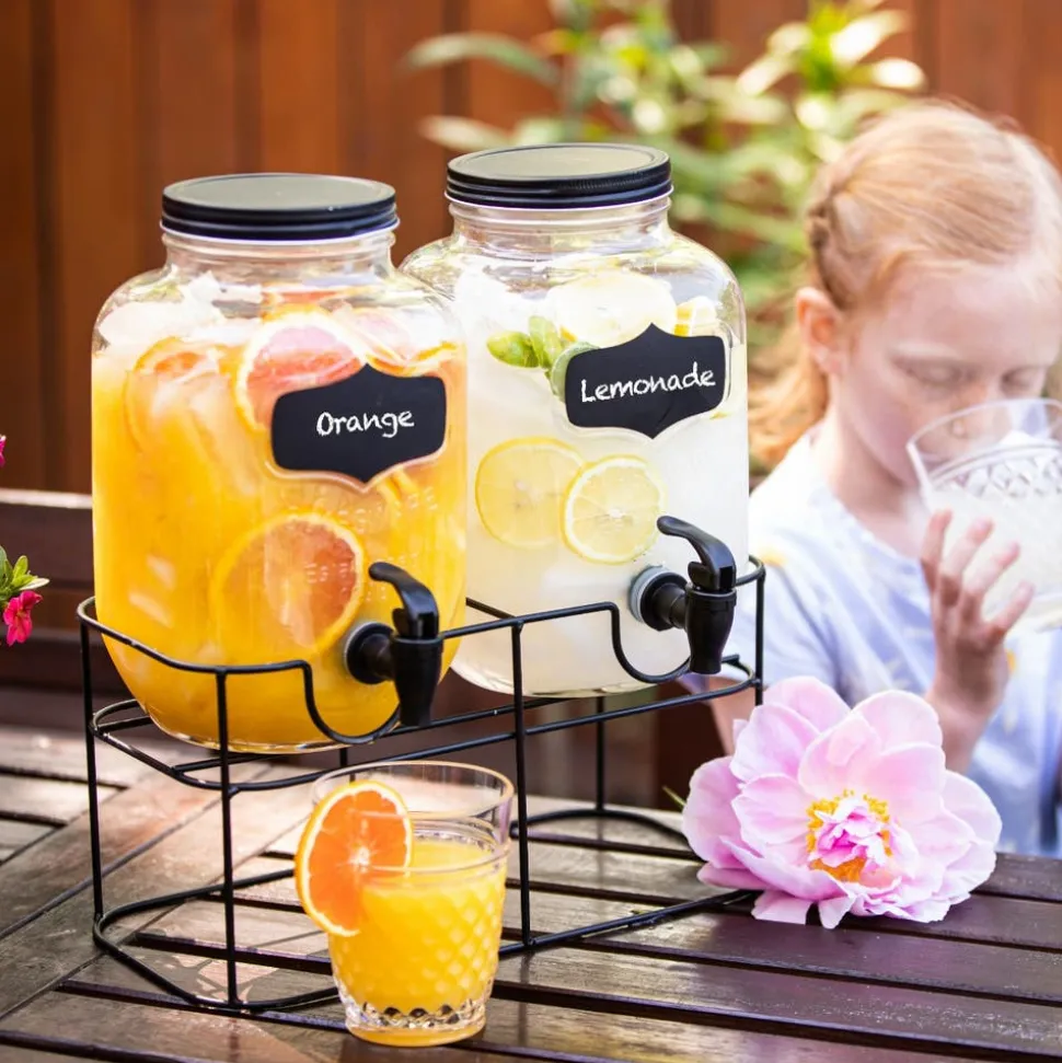 KSP Oldtyme 'Chalkboard' Beverage Dispenser Stand - Set of 2
