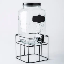 KSP Oldtyme 'Chalkboard' Beverage Dispenser with Stand (Clear/Black)