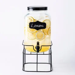 KSP Oldtyme 'Chalkboard' Beverage Dispenser with Stand (Clear/Black)