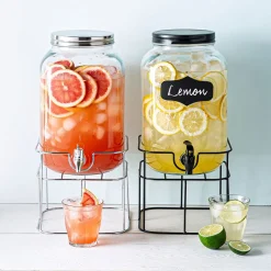 KSP Oldtyme 'Chalkboard' Beverage Dispenser with Stand (Clear/Black)