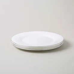 KSP Opal 'Banded' Glass Side Plate (White/Silver)