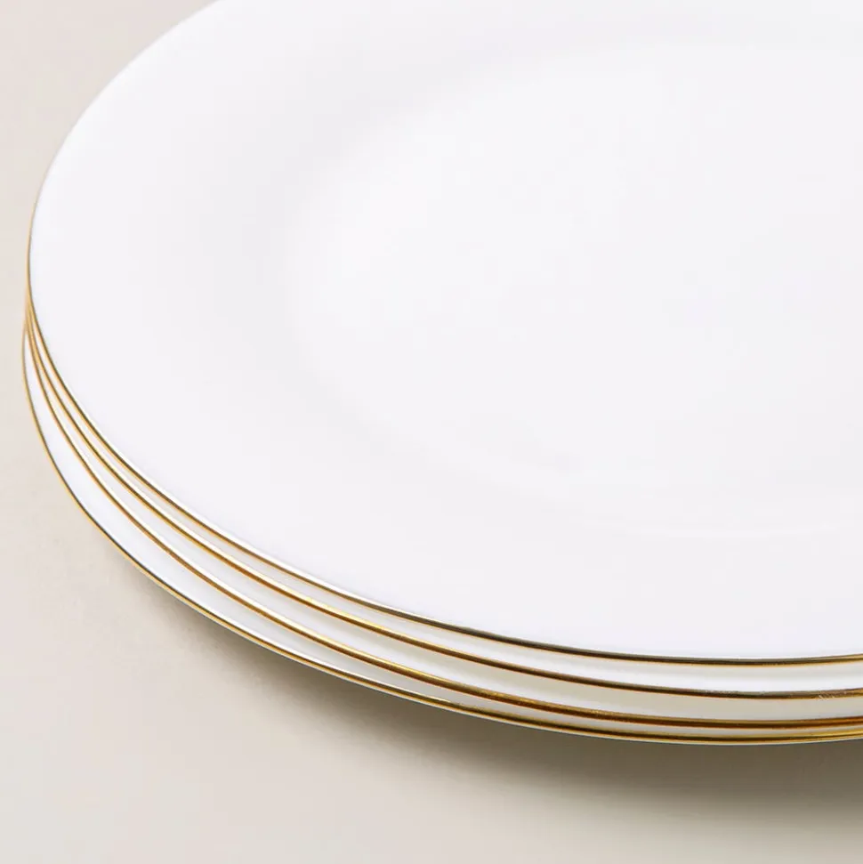 KSP Opal 'Banded' Glass Side Plate (White/Gold)