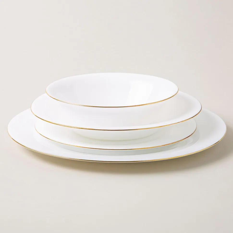 KSP Opal 'Banded' Glass Side Plate (White/Gold)