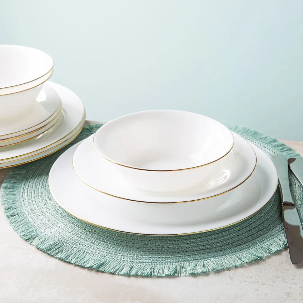 KSP Opal 'Banded' Glass Side Plate (White/Gold)