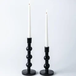 KSP Orbital Resin Taper Candleholder - Set of 2 (Black)
