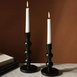 KSP Orbital Resin Taper Candleholder - Set of 2 (Black)