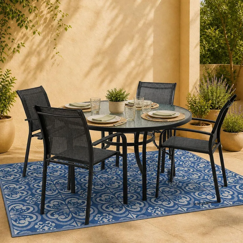 KSP Outdoor 'Mykonos' All Season Mat 9' x 12' (Blue/White)