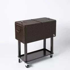 KSP Patio '80 Qt' Cooler Chest with Wheels (Brown)